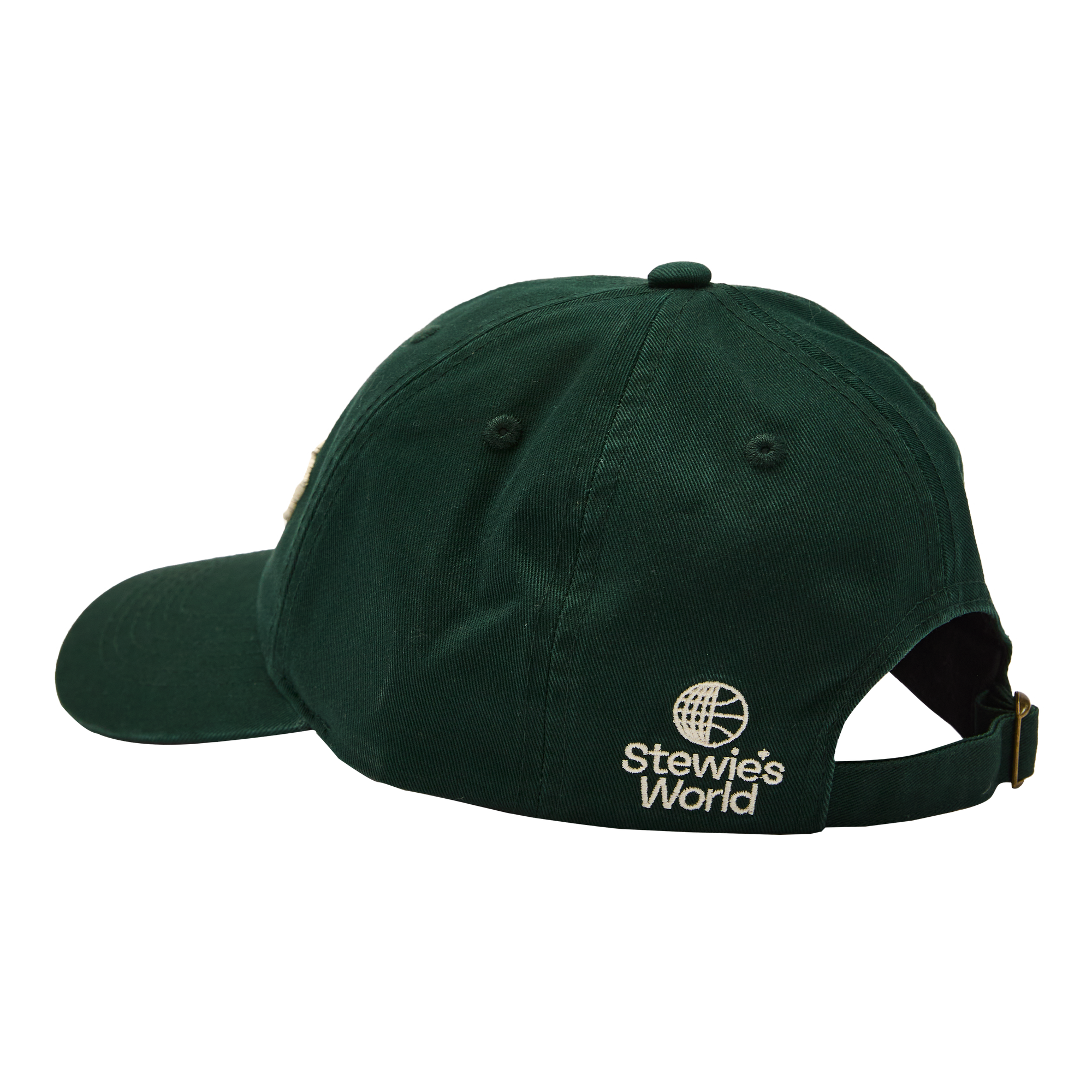 Green cap with 'Stewie's World' logo 