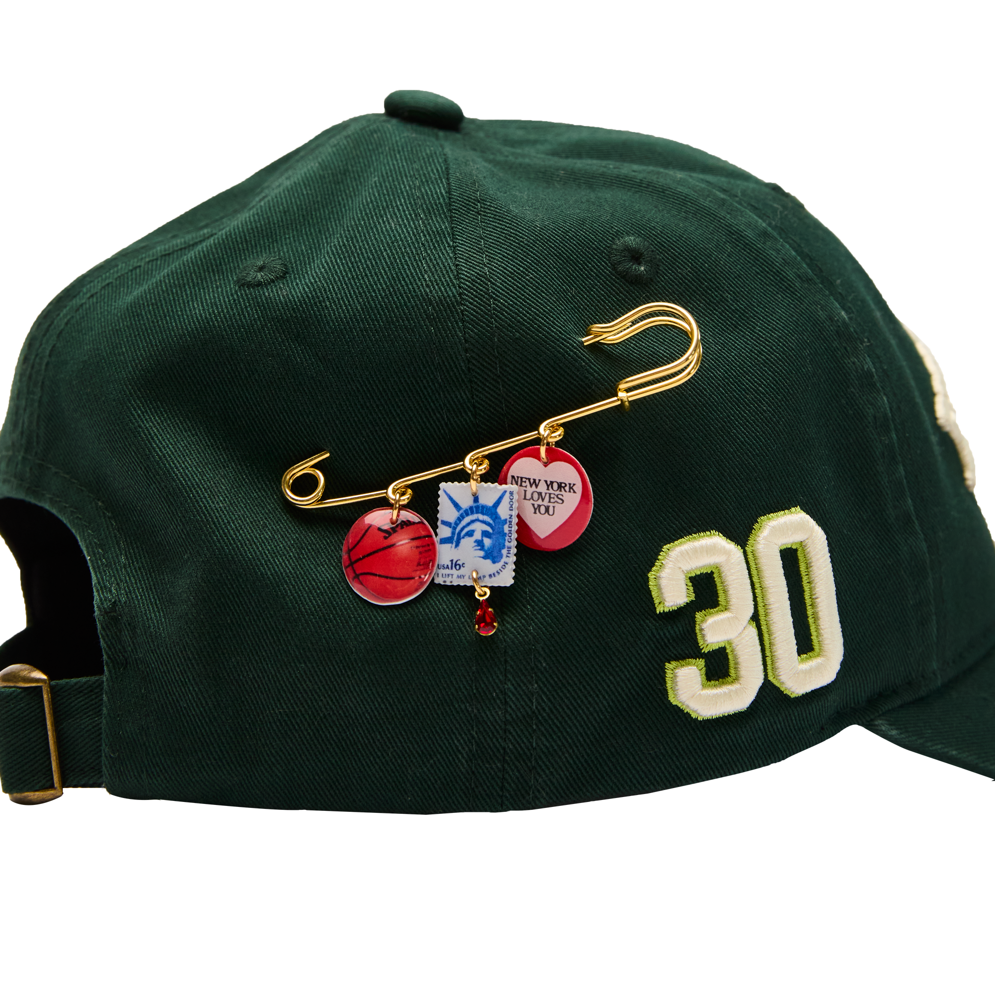 Green cap with XL Safety Pin